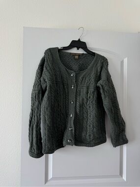 INIS CRAFTS 100% MERINO WOOL CARDIGAN SIZE L
